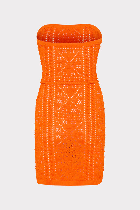 Bubble Pointelle Strapless Mini Dress Coral Image 4 of 4