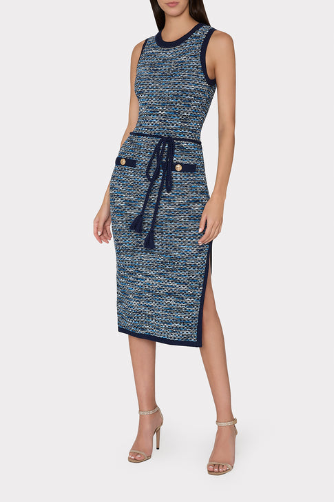 Kim Textured Knit Midi Dress Navy Multi Image 2 of 5