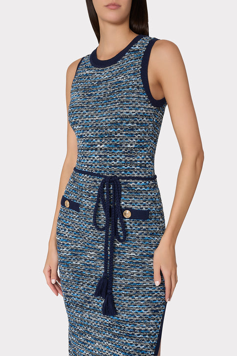 Kim Textured Knit Midi Dress Navy Multi Image 3 of 5
