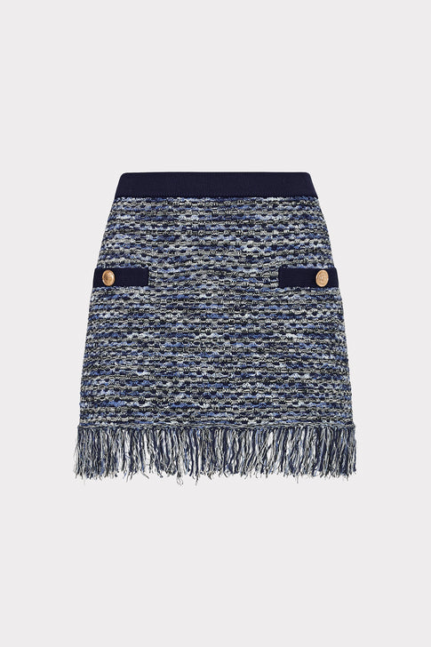 Kali Textured Knit Mini Skirt Navy Multi Image 1 of 4