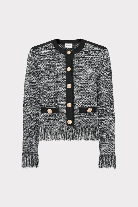 Kaia Textured Knit Cardigan Jacket Black Multi Image 1 of 4