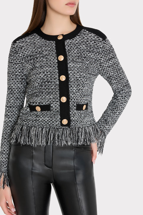 Kaia Textured Knit Cardigan Jacket Black Multi Image 3 of 5