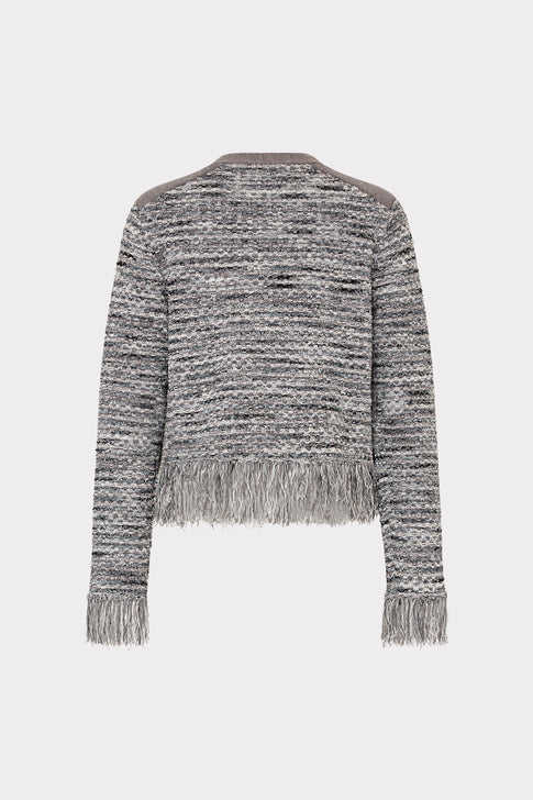 Kaia Textured Knit Cardigan Jacket Grey Multi Image 5 of 5