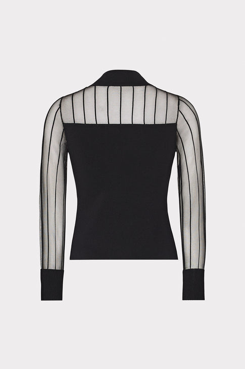 Krissy Sheer Knit Mockneck Top Black Image 5 of 5
