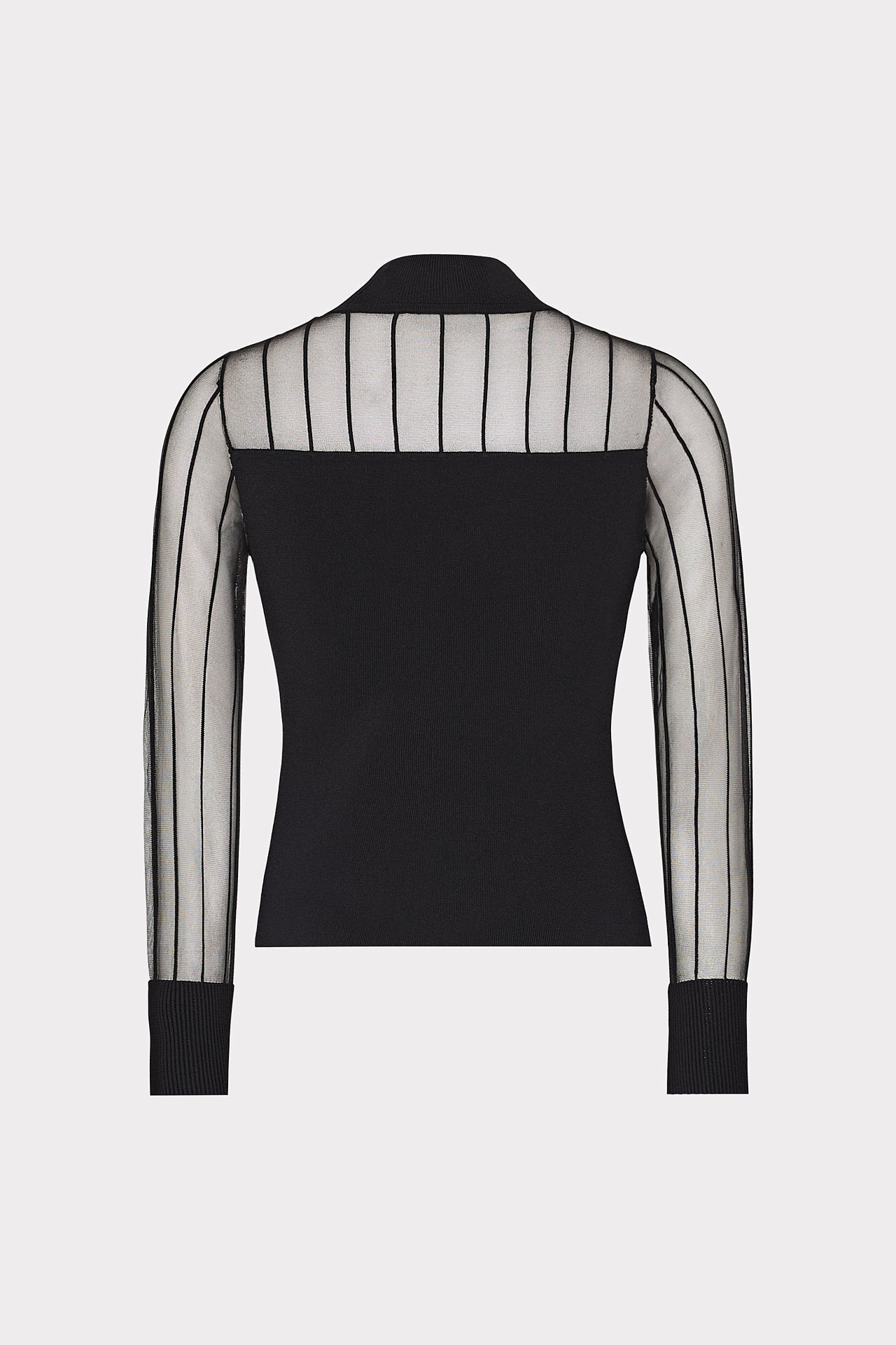 Krissy Sheer Knit Mock Neck Top in Black | MILLY