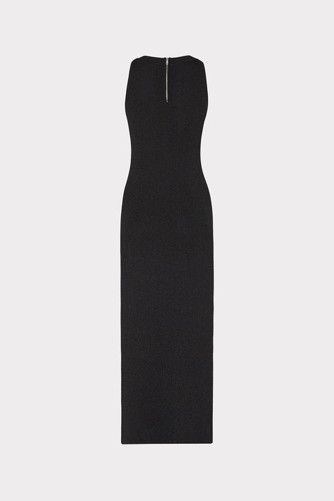 Izel Embellished Halter Knit Midi Dress Metallic Black Image 4 of 4