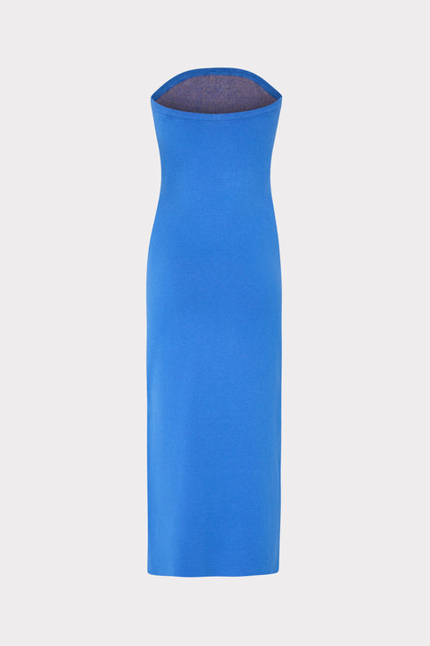 Floral Strapless Knit Midi Dress Blue Multi Image 4 of 4
