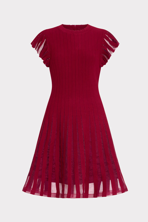 Sheer Flutter Sleeve Knit Dress