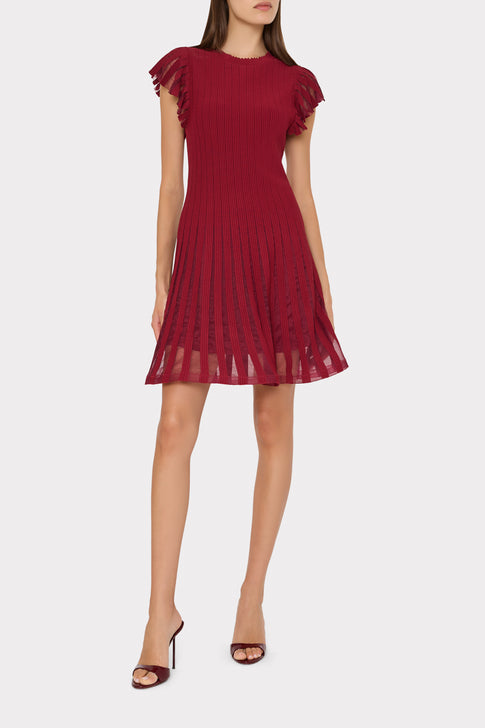 Sheer Flutter Sleeve Knit Dress