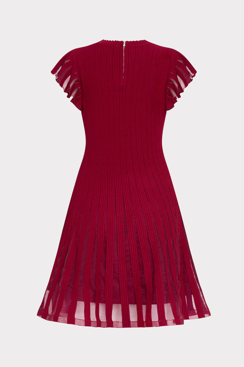 Sheer Flutter Sleeve Knit Dress
