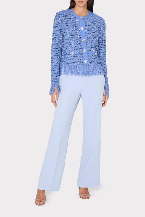 Fringe Trim Cardigan Blue Image 2 of 5