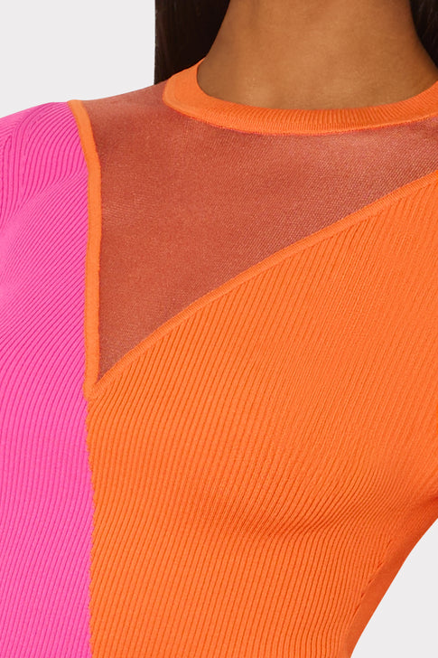 Color Block Sheer Graphic Crewneck Coral/Pink Image 4 of 5