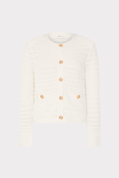 Beaded Textured Cardigan Ecru Image 1 of 5
