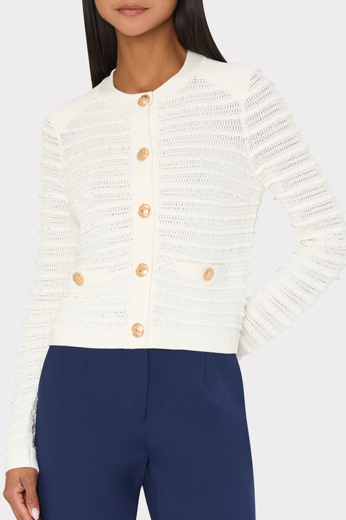 Beaded Textured Cardigan Ecru Image 3 of 5