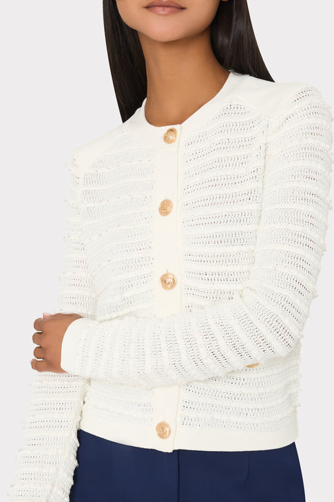 Beaded Textured Cardigan Ecru Image 4 of 5
