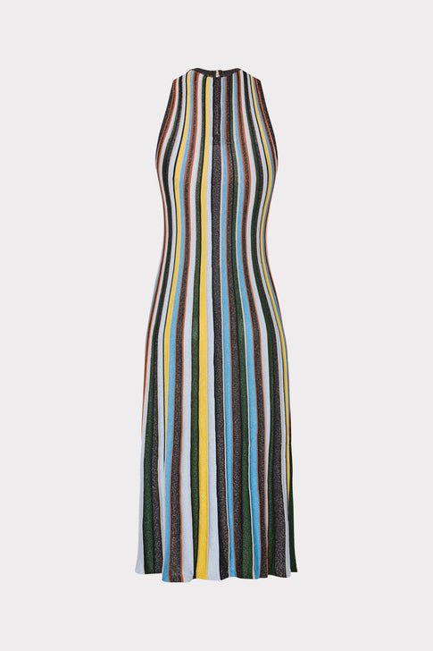 Multi Stripe Halter Knit Midi Dress Multi Image 6 of 7