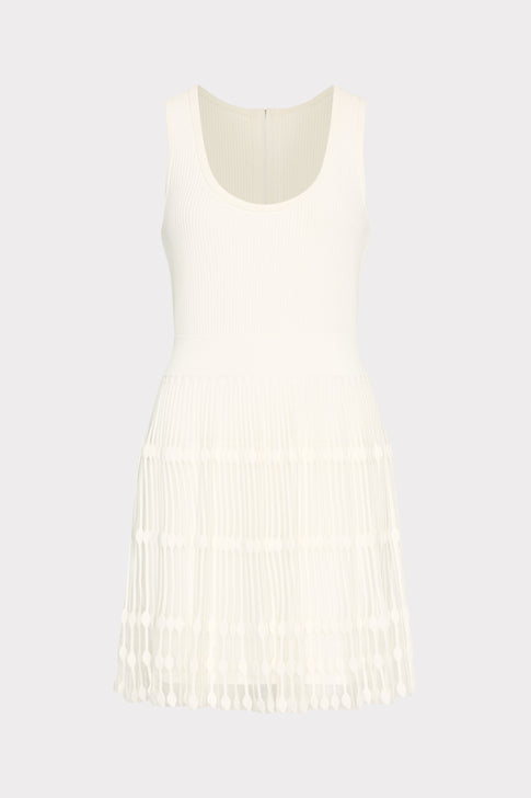 Sheer Knit Fit And Flare Mini Dress Ecru Image 1 of 4