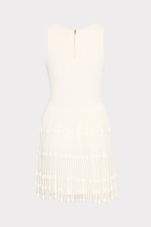 Sheer Knit Fit And Flare Mini Dress Ecru Image 4 of 4