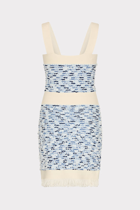 Fringed Textured Knit Mini Dress Blue Multi Image 4 of 5