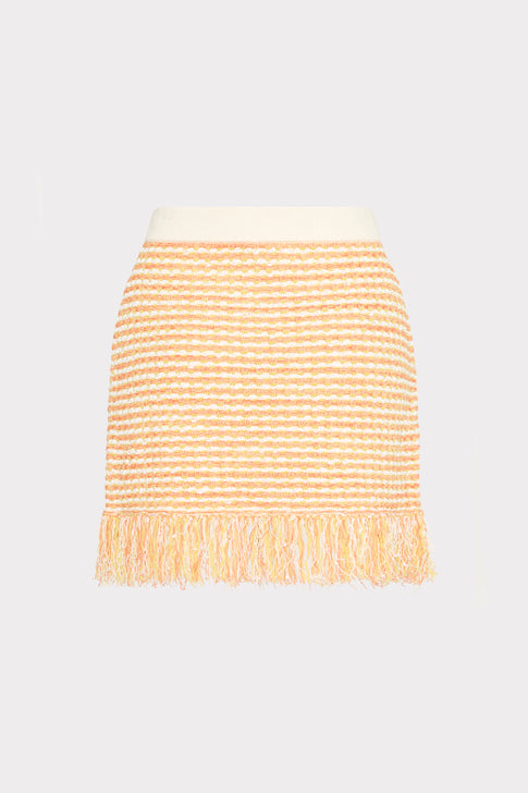 Kali Textured Fringe Knit Mini Skirt Orange Yellow Multi Image 4 of 4