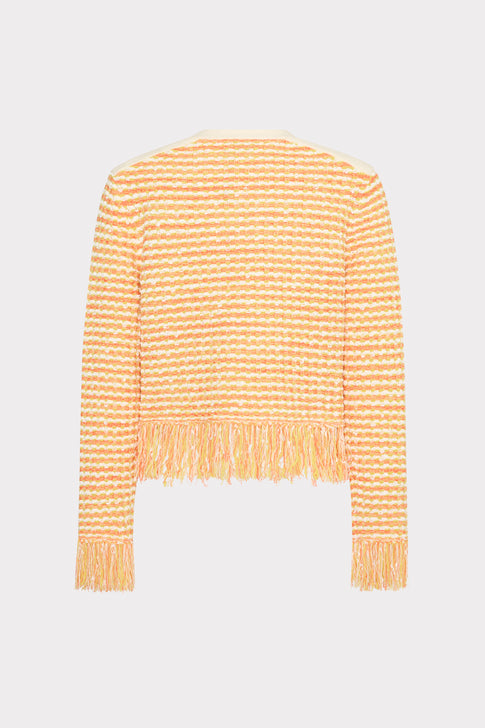 Textured Fringe Trim Cardigan Orange Yellow Multi Image 4 of 4
