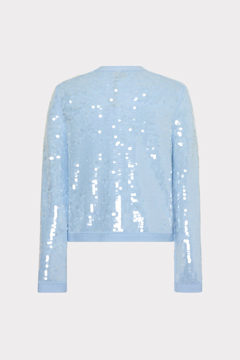 Iman Sequin Knit Cardigan Light Blue Image 4 of 5