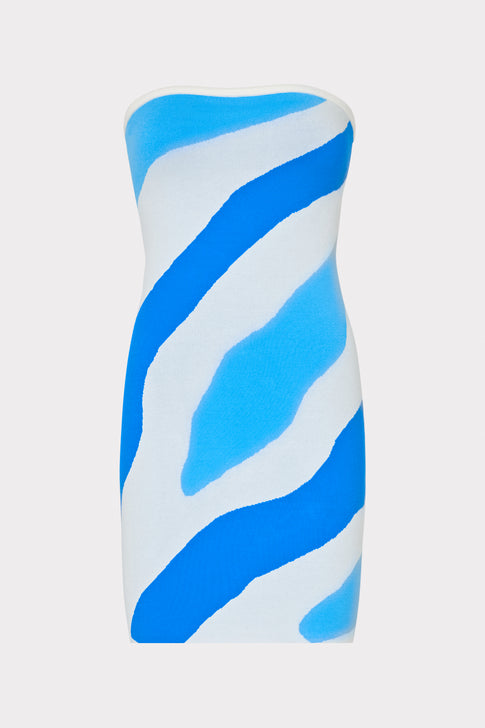 Strapless Zebra Jacquard Mini Dress