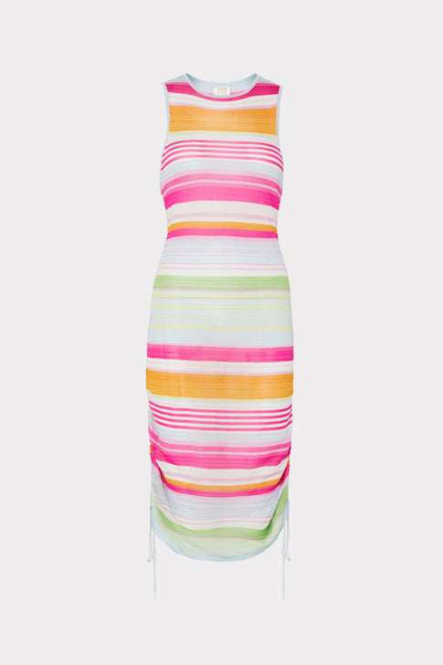 Natalie Ruched Stripe Dress Pink Multi Image 1 of 4