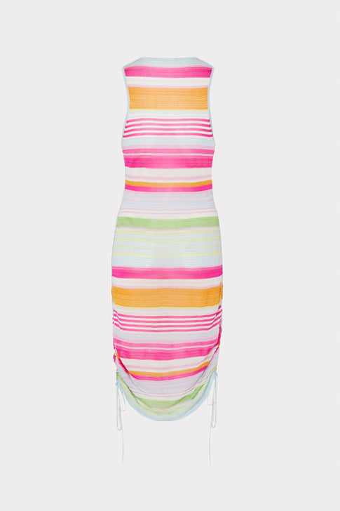 Natalie Ruched Stripe Dress Pink Multi Image 4 of 4