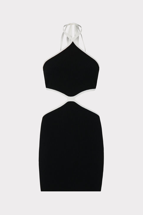 Contrast Trim Halter Mini Dress