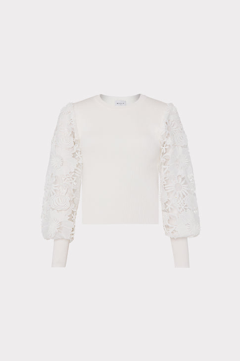 Lace Sleeve Crewneck