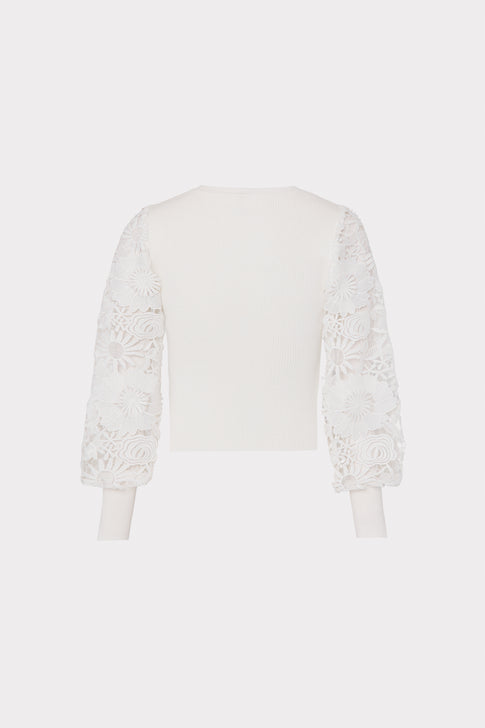 Lace Sleeve Crewneck