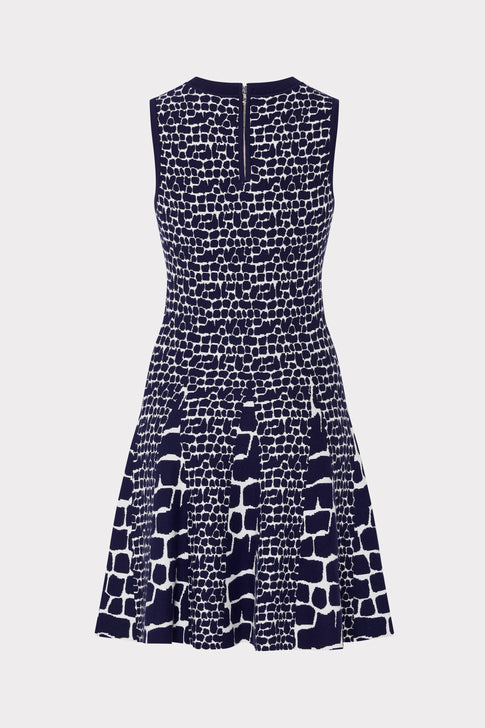 Tile Wave Jacquard Knit Mini Dress Navy/Ecru Image 4 of 4