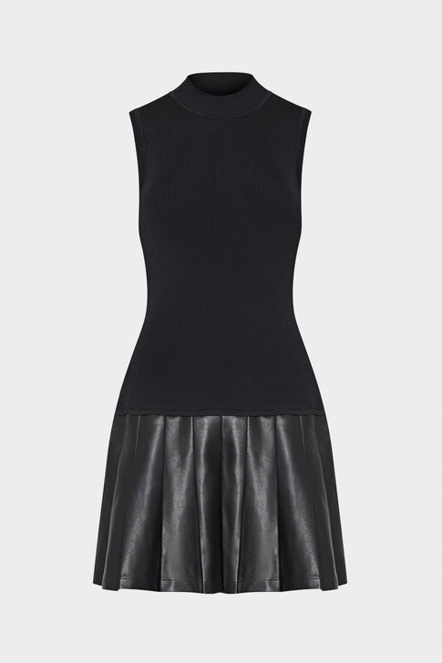 Leather Skirt Knit Dress Black Image 1 of 4