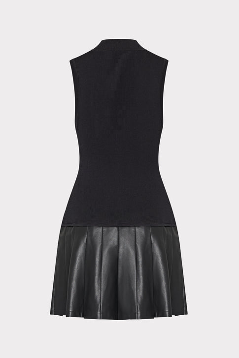 Leather Skirt Knit Dress Black Image 4 of 4
