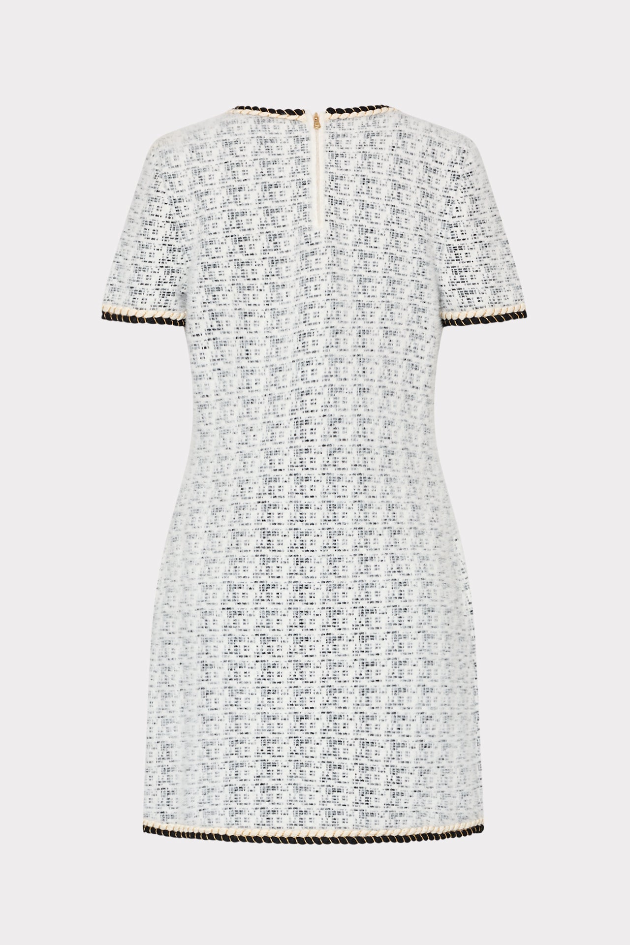 Braided V-Neck Knit Mini Dress in Ecru/Black | MILLY Braided V-Neck Knit Mini Dress in Ecru/Black | MILLY