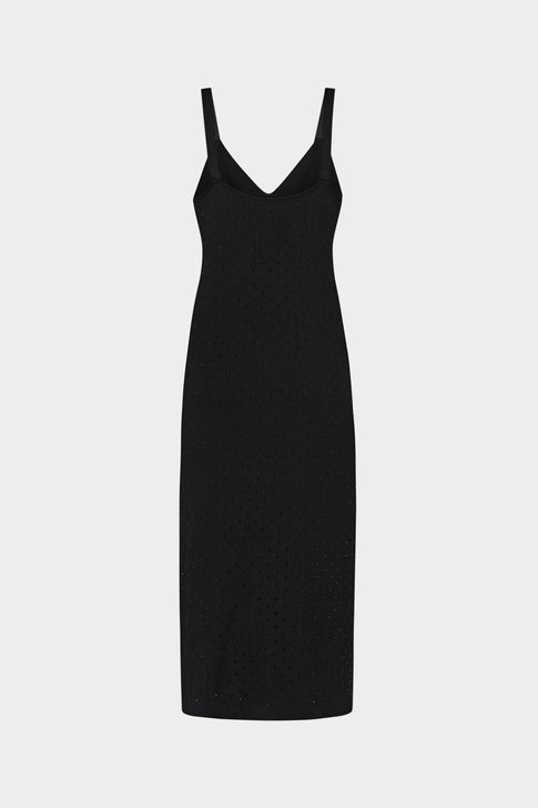 Rhinestone Knit Cami Midi Dress Black Image 5 of 5