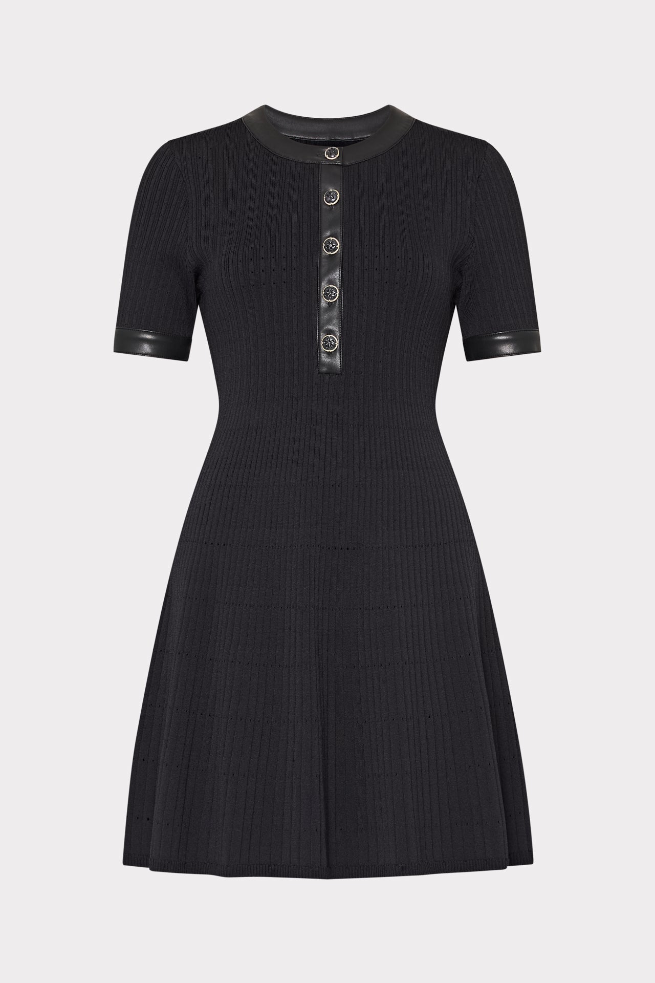Milly Faux Leather Trim Dress - Black - L Milly Faux Leather Trim Dress - Black - L