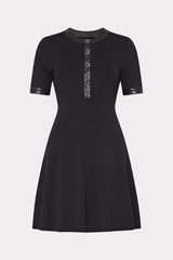 Milly Faux Leather Trim Dress - Black - L Milly Faux Leather Trim Dress - Black - L