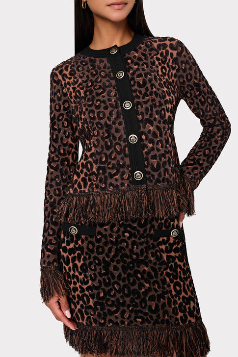 Leopard Fringe Cardigan Jacket Multi Image 3 of 5