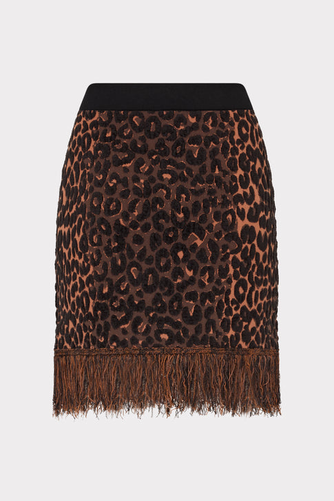 Leopard Fringe Knit Mini Skirt Multi Image 4 of 4
