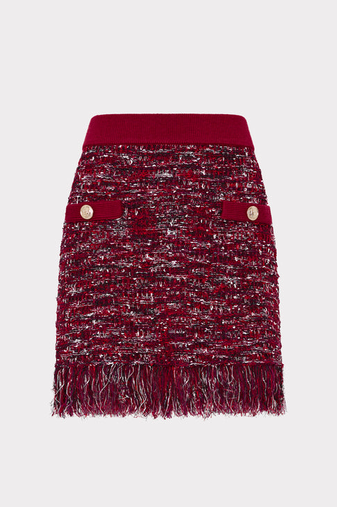 Kali Textured Knit Mini Skirt Burgundy Multi Image 1 of 4