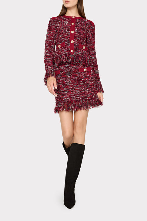 Kali Textured Knit Mini Skirt Burgundy Multi Image 2 of 4