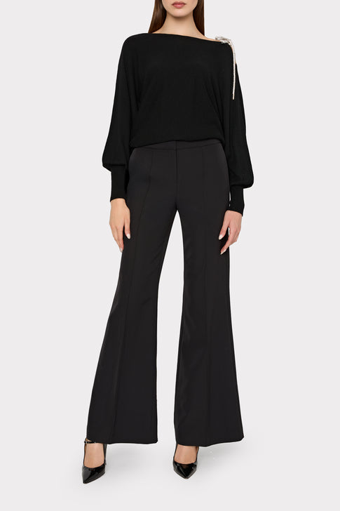 Ida Crystal Bow Cold Shoulder Sweater Black Image 3 of 5