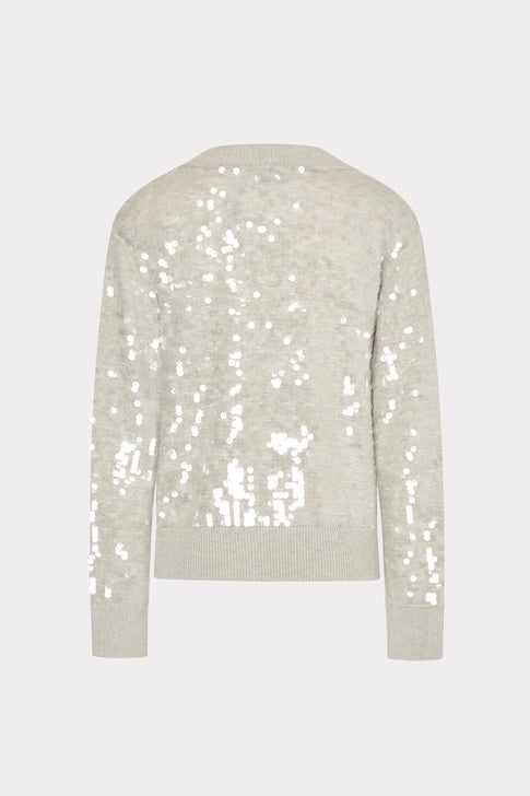 Ilaria Sequin V-Neck Sweater Light Heather Grey Image 5 of 5