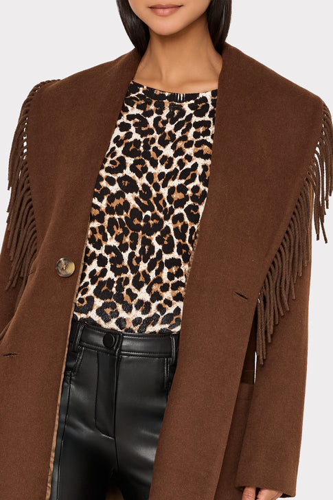 Leopard Print Short Sleeve Knit Top Multi Image 4 of 7