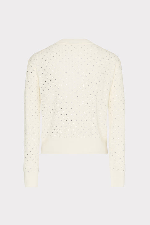 Rhinestone V-Neck Sweater Ecru Image 4 of 4