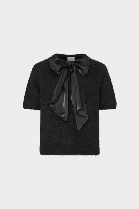 Bow Short Sleeve Sweater Black Image 1 of 4