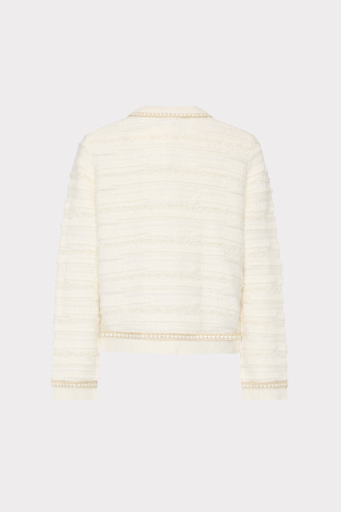 Metallic Detail Textured Knit Jacket Ecru Image 4 of 4