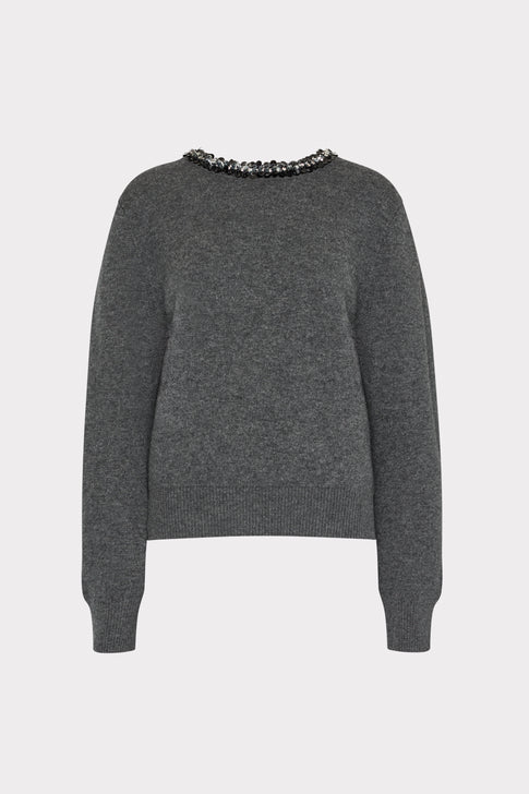Embellished Crewneck Sweater Charcoal Image 1 of 4